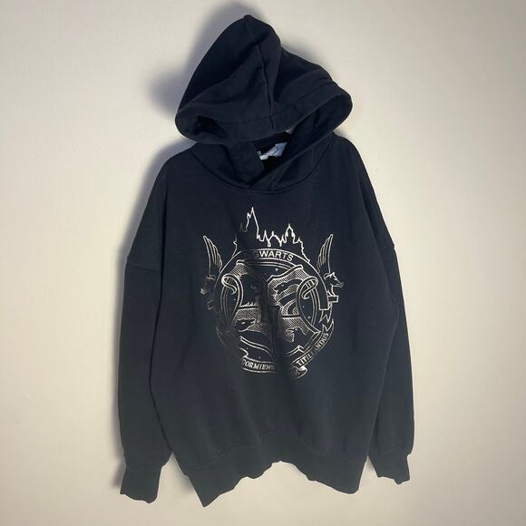 H&M Kids Harry Potter Hogwarts Seal Hoodie Black Size 8-10 - Picture 3 of 8